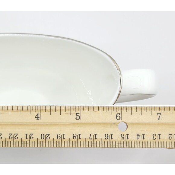 Wedgwood Shagreen Gravy Sauce Boat Silver Rim Handle New With Tags - Picture 8 of 8